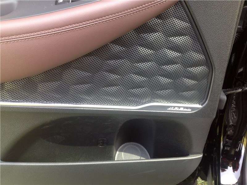 Фото Hyundai Santa Fe - «Сотовая» тема продолжается и в рельефе дверного динамика…