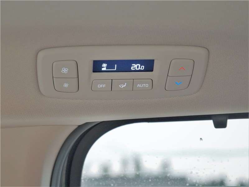 Фото KIA Carnival - Пульт системы климат-контроля для задней части салона расположен на потолке над правой сдвижной дверью. Также «климат» сзади можно настроить и с места водителя