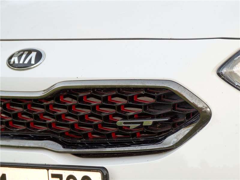Фото KIA ProCeed - Шильдик GT на фальшрадиаторной решетке — смелая заявка. Решетка действительно «фальшивая», но при этом двухцветная, очень эффектная