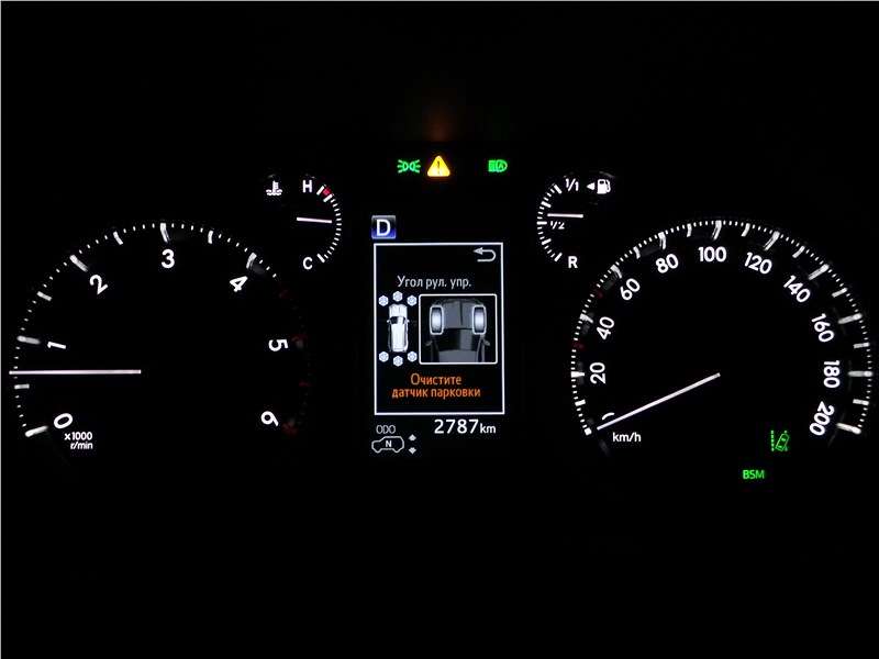 Фото Toyota Land Cruiser Prado - Предупреждение об очистке датчиков парковки во время движения мигает до бесконечности, удалить его с экрана БК невозможно