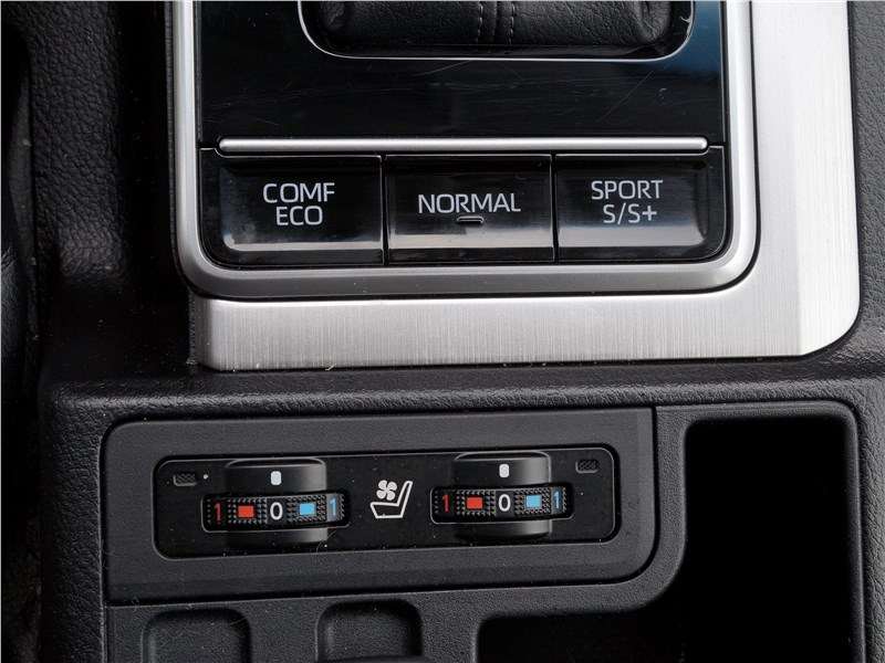 Фото Toyota Land Cruiser Prado - Кнопки смены режимов движения располагаются рядом с селектором. Динамика автомобиля в разных режимах различна, но в абсолютных цифрах почти одинакова